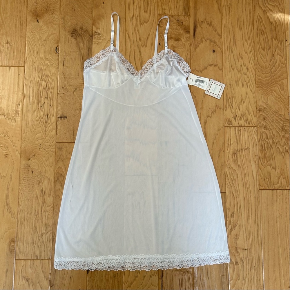 Vintage NWT Sears Intimate Essentials Slip Dress White 36 Lace Medium adjustable